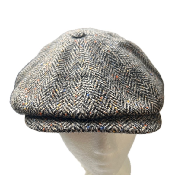 Mucros Weavers Irish Flat Cap Tweed 100% Wool Hat Driving Cap Size L Blue Brown - Picture 2 of 10